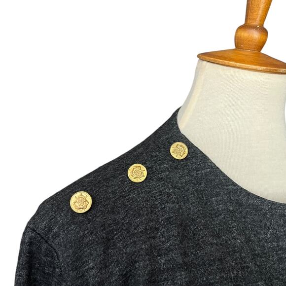 Vintage 90s La Chine Classic 100% Wool Classic Gold Button Sweater Size Large - Picture 3 of 7
